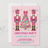 Pink Nutcracker Weihnachts-Party | Glitzer Holiday Einladung (Vorderseite)
