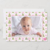 Pink Nutcracker Weihnachtsbaum Monogram Wappen Feiertagskarte (Rückseite)