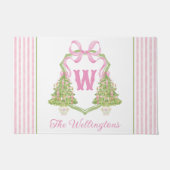 Pink Nutcracker Weihnachtsbaum Monogram Wappen Fußmatte (Vorderseite)