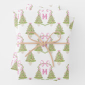 Pink Nutcracker Weihnachtsbaum Monogram Wappen Geschenkpapier Set (Beispiel)