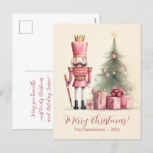 Pink Nutcracker Weihnachtskarte