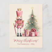 Pink Nutcracker Weihnachtskarte Feiertagspostkarte (Vorderseite)