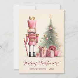 Pink Nutcracker Weihnachtskarte Karte