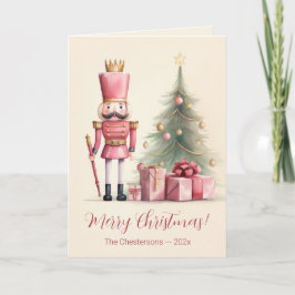 Pink Nutcracker Weihnachtskarte Karte