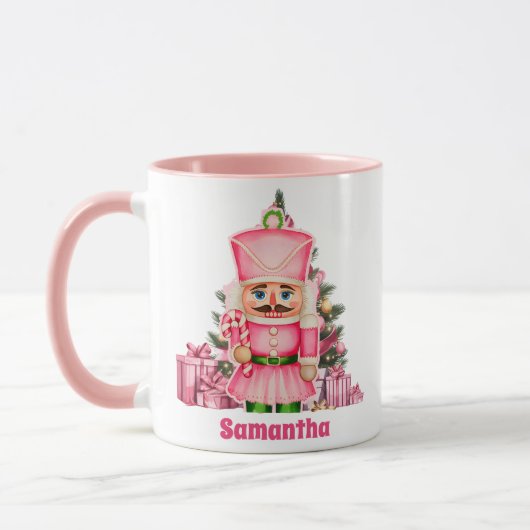 Pink Nutcracker Weihnachtskids Heiße Schokolade Tasse (Links)