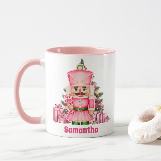 Pink Nutcracker Weihnachtskids Heiße Schokolade Tasse (Mit Donut)