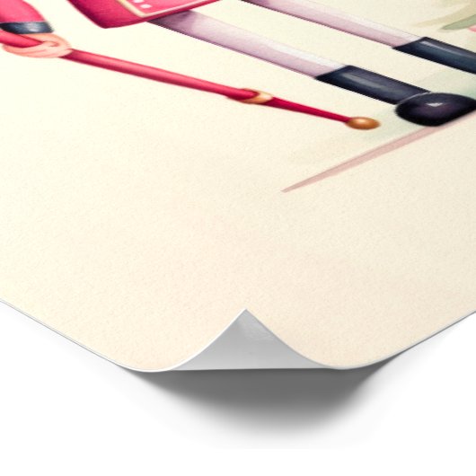 Pink Nutcracker Weihnachtskunst drucken Poster (Ecke)