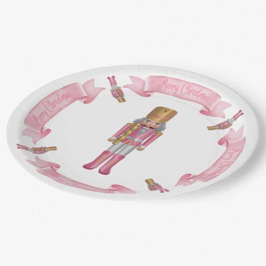 Pink Nutcracker Weihnachtsscheibe Pappteller (Schrägansicht)