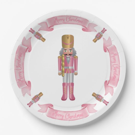Pink Nutcracker Weihnachtsscheibe Pappteller (Vorderseite)