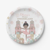 Pink Nutcracker Winter Onederland 1st Birthday Pappteller (Vorderseite)