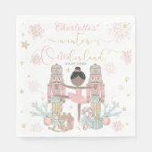 Pink Nutcracker Winter Onederland 1st Birthday Serviette (Vorderseite)
