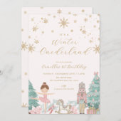 Pink Nutcracker Winter Onederland Birthday Invite Einladung (Vorne/Hinten)