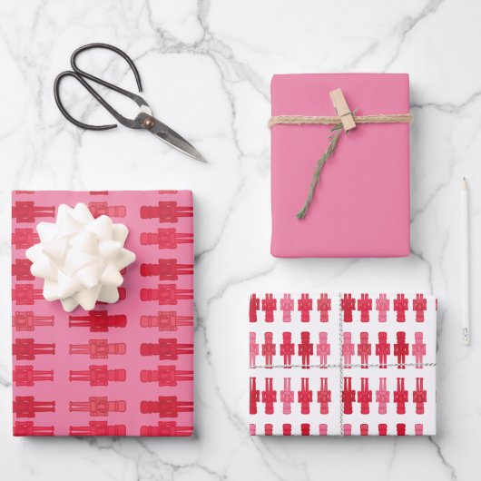 Pink Nutcracker Wrapping Paper Sheets Geschenkpapier Set (Vorderseite)