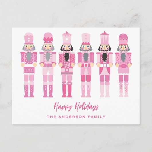 PINK NUTCRACKERS CHRISTMAS POSTKARTE (Vorderseite)