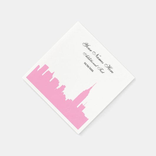 Pink NYC Skyline Silhouette, ESB Serviette (Ecke)