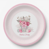 Pink Oaster Brunch Blume Pappteller (Vorderseite)
