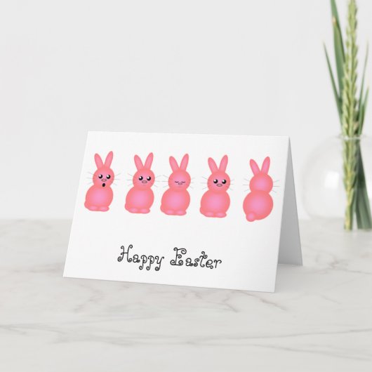 Pink Oaster Bunnies Feiertagskarte (Vorderseite)