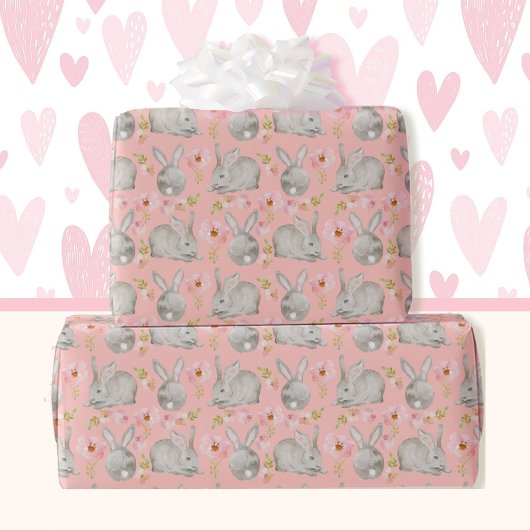 Pink Oaster Bunnies für den Frühling Geschenkpapier