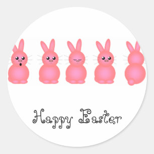 Pink Oaster Bunnies Runder Aufkleber