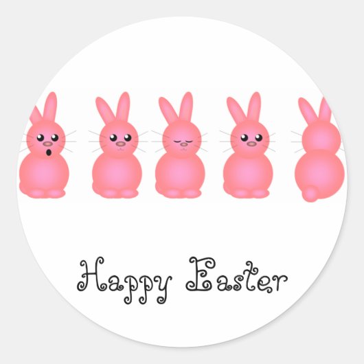 Pink Oaster Bunnies Runder Aufkleber (Vorderseite)