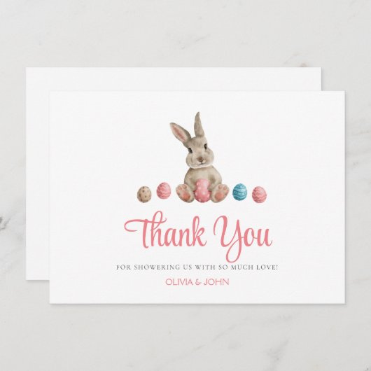 Pink Oaster Bunny Dankeskarte (Vorne/Hinten)