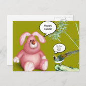 Pink Oaster Bunny Feiertagspostkarte (Vorne/Hinten)