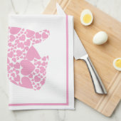 Pink Oaster Bunny Rabbit Kitchen Handtücher (Viertel Falte)
