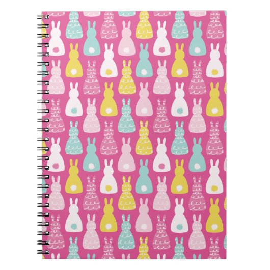 Pink Oaster Bunny Rabbit Muster Notizblock (Vorderseite)