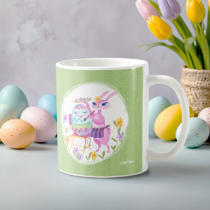 Pink Oaster Bunny Rabbit und Ei   Kaffeetasse