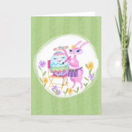 Pink Oaster Bunny Rabbit und Ei Karte
