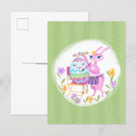 Pink Oaster Bunny Rabbit und Ei Postkarte