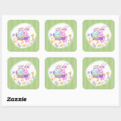 Pink Oaster Bunny Rabbit und Ei | Quadratischer Aufkleber (Blatt)