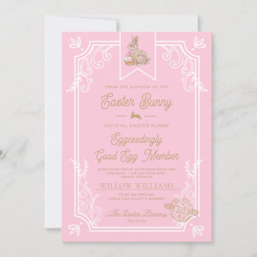 Pink Oaster Gutes Ei Mitgliedsausweis Einladung (Vorderseite)