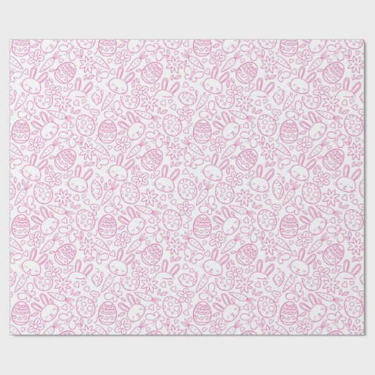 Pink Oaster Rabbit Egg Karottenschmetterling Blume Geschenkpapier (Flach)
