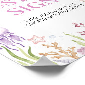 Pink Ocean Animals Mädchen Party Custom Table Sign Poster (Ecke)
