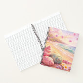 Pink Ocean Beach Shells Flowers Fantasy Landscape Notizblock (Innenseite)