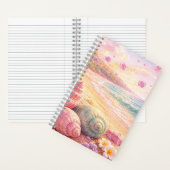 Pink Ocean Beach Shells Flowers Fantasy Landscape Notizblock (Innen)