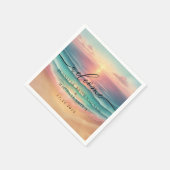 Pink Ocean Beach Signature sunset Welcome Wedding Serviette (Ecke)