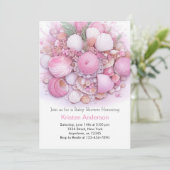 Pink Ocean Blissful Boho Girl Baby Dusche Einladung (Stehend Vorderseite)