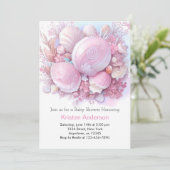 Pink Ocean Blissful by Beach Baby Shower Einladung (Stehend Vorderseite)