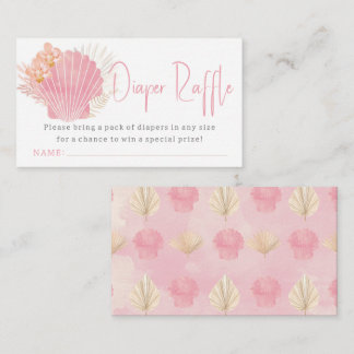 Pink Ocean Boho Girl Baby Shower Diaper Raffle Begleitkarte