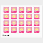 PINK OCEAN SUNSET QUADRATISCHER AUFKLEBER (Blatt)