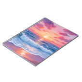Pink Ocean Waves Sunset Watercolor Notizblock (Linke Seite)