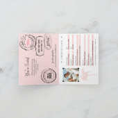 Pink Ocho Rios Jamaica Pass Einladung Hochzeit (Innenseite)