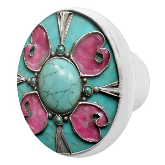 Pink October Tourmaline Birth Stone Keramikknauf (Rechts)