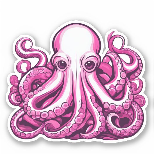 Pink Octopus Aufkleber (Vorderseite)