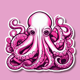 Pink Octopus Aufkleber