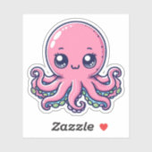 Pink Octopus Custom-Cut Vinyl Stickers Aufkleber (Blatt)