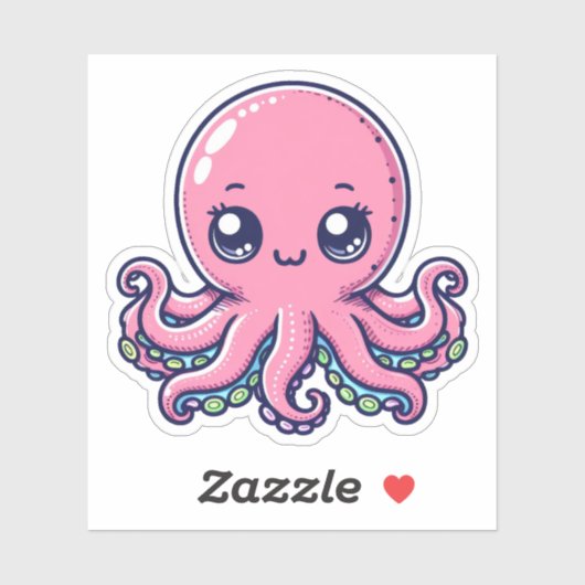 Pink Octopus Custom-Cut Vinyl Stickers Aufkleber (Blatt)