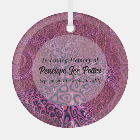 Pink Octopus Fraktal Memorial Suncatcher Ornament Aus Glas (Vorderseite)